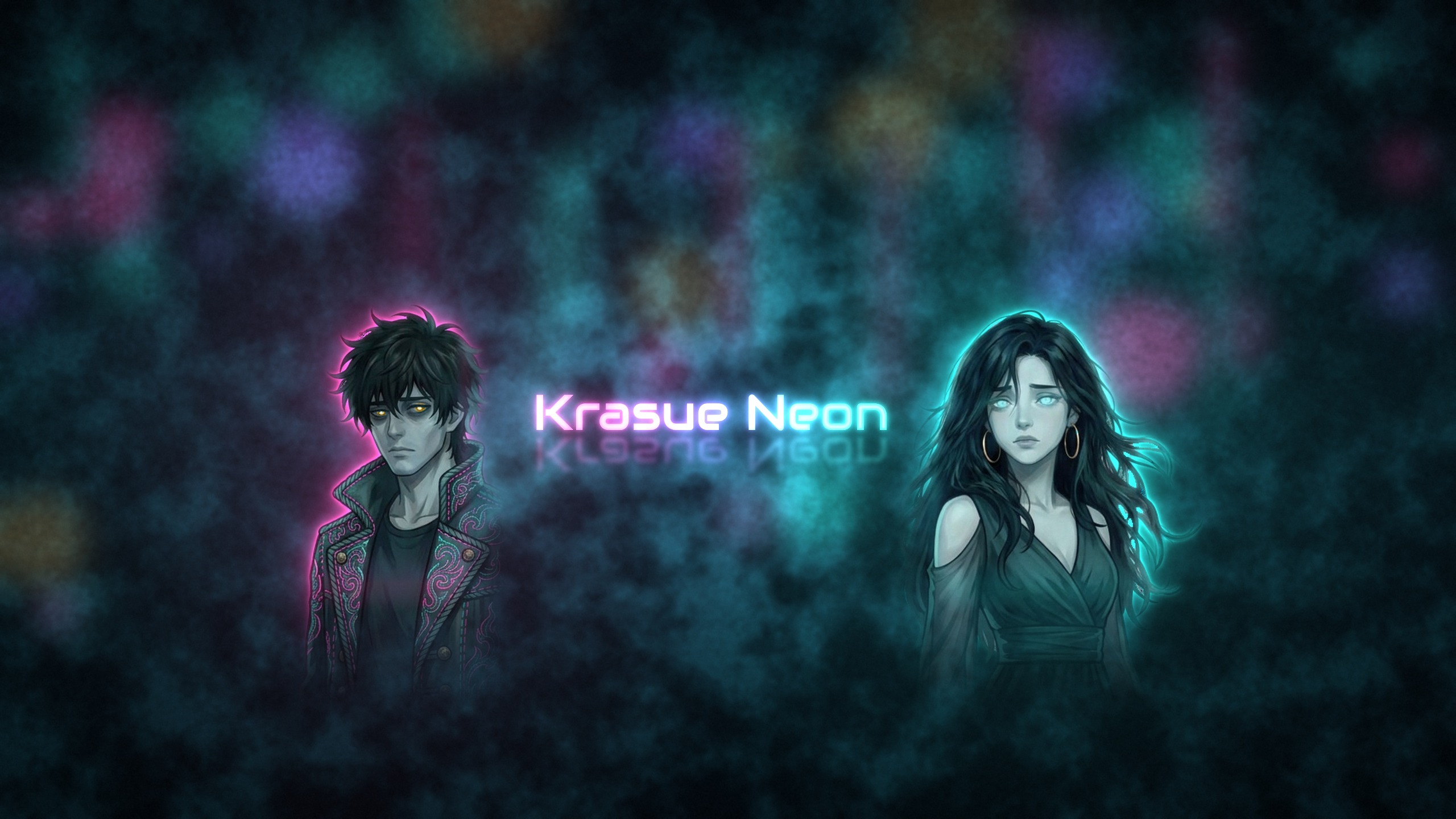 Krasue Neon — ไคและจัสมิน ขนาบโลโก้นีออนของวง